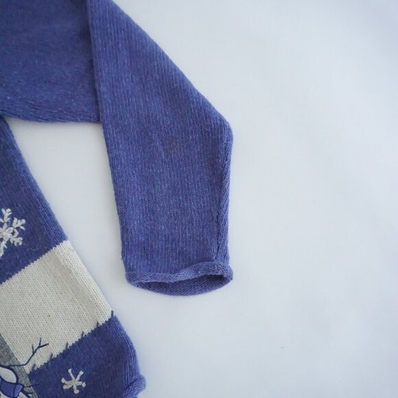 Vintage Croft Barrow Petite Purple Grey Embroidered Snowman Christmas Cardi S - Picture 5 of 11